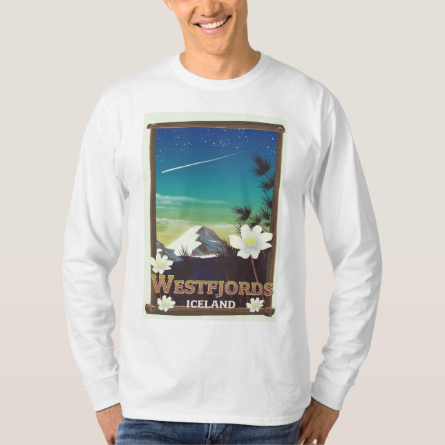 Westfjordanland Island Reiseplakat T-Shirt (Vorderseite)