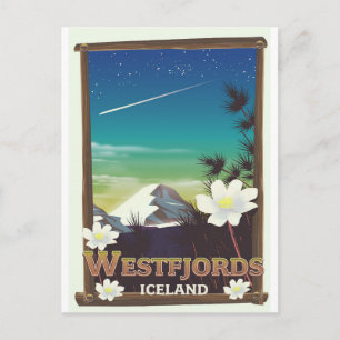 Westfjords Island Reiseplakat Postkarte