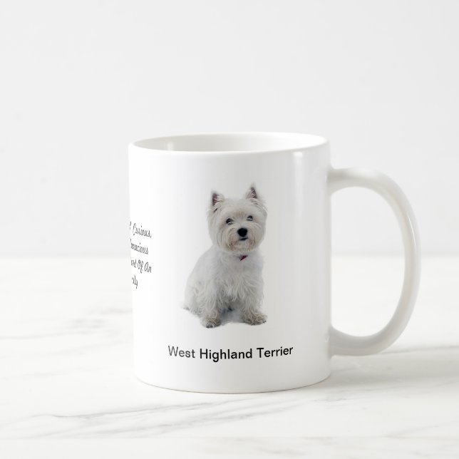 Westhochland-Terrier-Tasse mit Bildern und einem Kaffeetasse (Rechts)