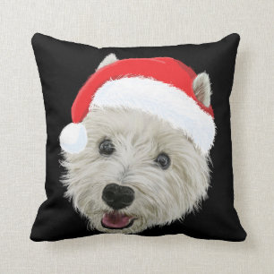 Westhochland-Terrier-WeihnachtsWeihnachtsmannmütz Kissen