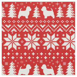 Westhochland-weiße Terrier-Weihnachtsmuster-Rot Stoff