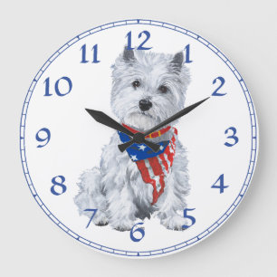 Westhochland-weißes Terrier-Uhr Große Wanduhr