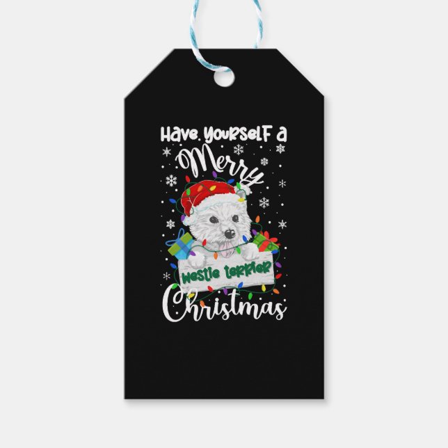 WestiChristmas West Highland White Terrier Xmas Geschenkanhänger (Vorderseite)