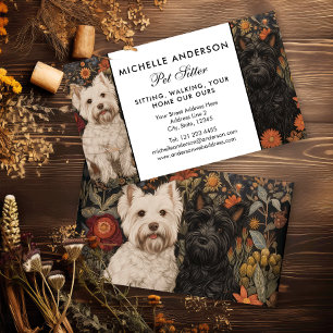Westie and Scottie Black and White dog sitter pets Visitenkarte