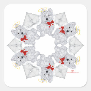 Westie Angel Schneeflocke Quadratischer Aufkleber
