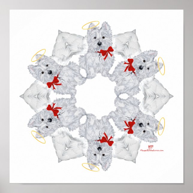 Westie Angel Snowflake Poster (Vorne)