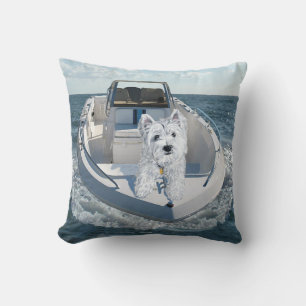 Westie auf dem Boot PILLOW Kissen