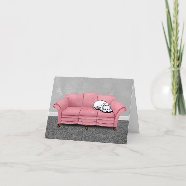 Westie auf rosa Sofa Notizkarte (Vorderseite)