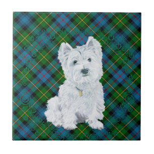 Westie auf Tartan Fliese