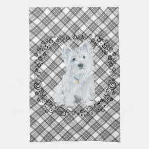 Westie auf Tartan Geschirrtuch