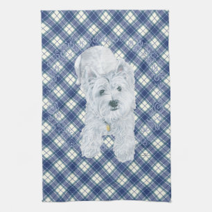 Westie auf Tartan Handtuch