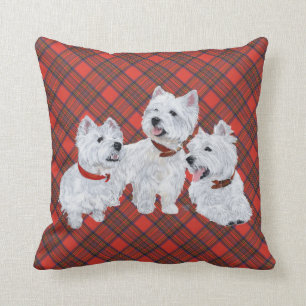 Westie auf Tartan-KISSEN Kissen