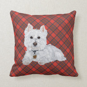 Westie auf Tartan-KISSEN Kissen