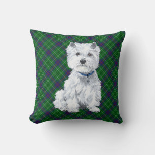Westie auf Tartan-KISSEN Kissen