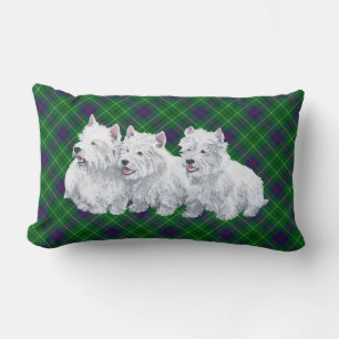 Westie auf Tartan-KISSEN Lendenkissen