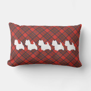 Westie auf Tartan-KISSEN Lendenkissen