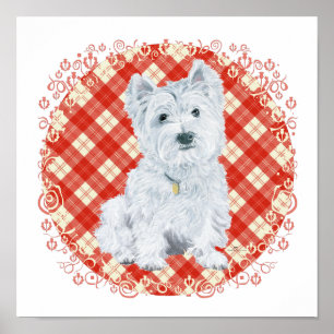 Westie auf Tartan Poster