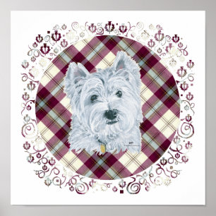 Westie auf Tartan Poster