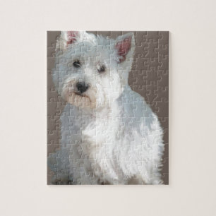 WESTIE AUF TAUPE PUZZLE