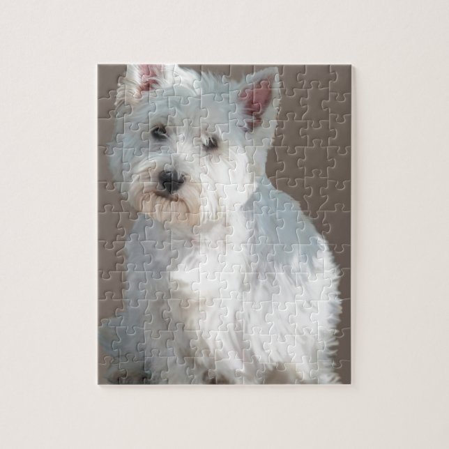 WESTIE AUF TAUPE PUZZLE (Vertikal)