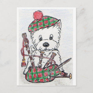 Westie Bagpipe Postkarte