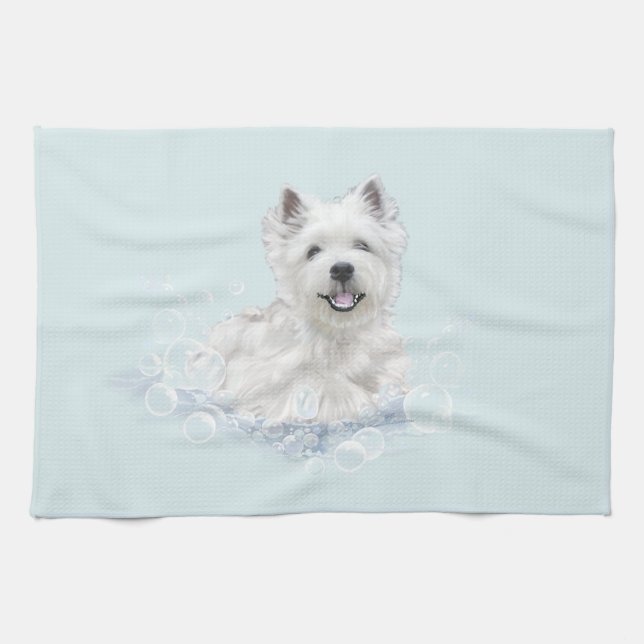 Westie Bath Time Fun Handtuch (Horizontal)