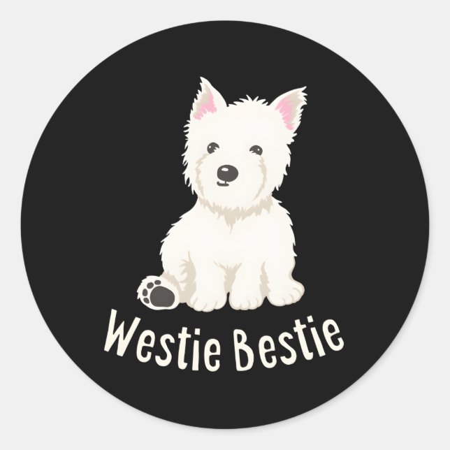 Westie Bestie West Highland White Terrier Runder Aufkleber (Vorderseite)