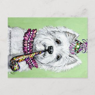 Westie Birthday Party Postkarte