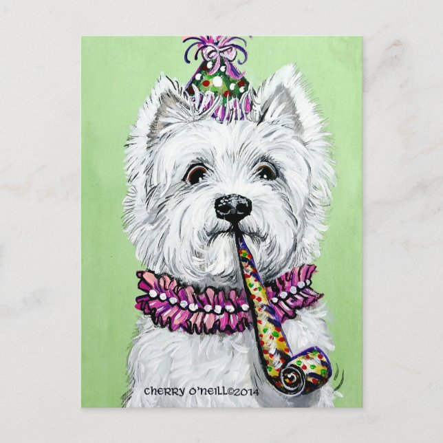 Westie Birthday Party Postkarte (Vorderseite)