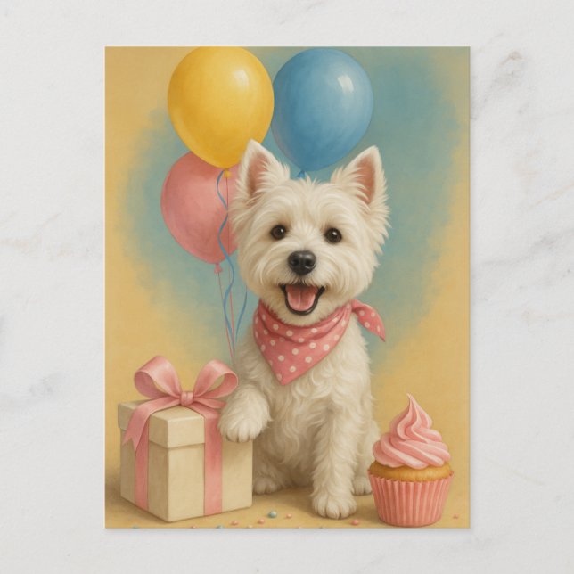 Westie Birthday Postkarte (Vorderseite)