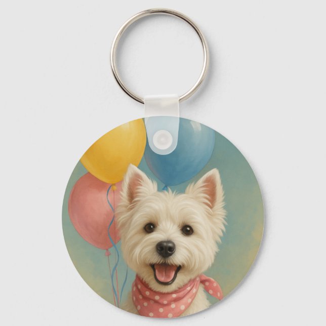 Westie Birthday Schlüsselanhänger (Vorderseite)