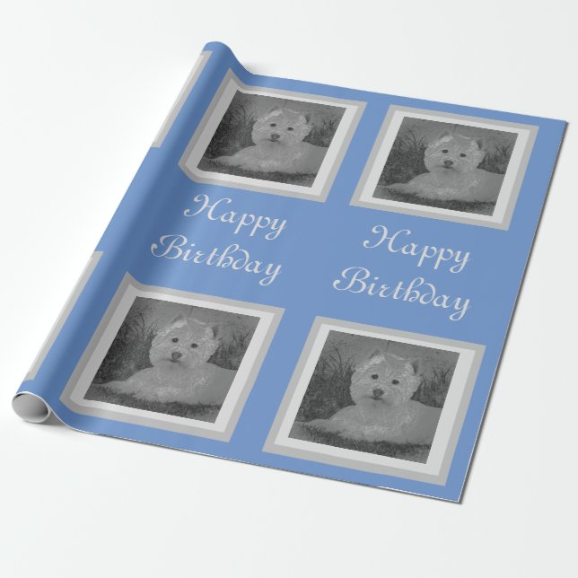 Westie Birthday Wrapping Paper Geschenkpapier (Ungerollt)