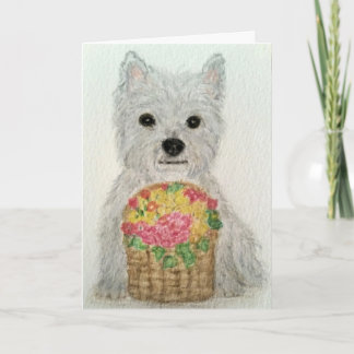 Westie Blume Aquarell Geburtstag Muttertag Karte