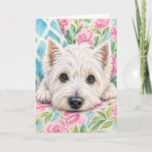 Westie-Blumen-Grußkarte Karte