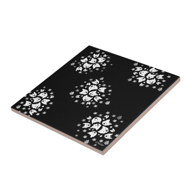 Westie Bouquet Tile Fliese (Seite)