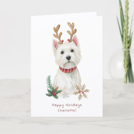 Westie Cheeky Dog Cute Christmas Greeting Card Karte