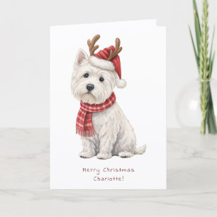 Westie Cheeky Dog Süße Weihnachtskarte Personalisi Feiertagskarte