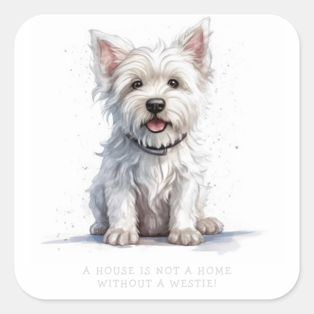 Westie Cheeky Niedliche Personalisierte Etikett Au Quadratischer Aufkleber (Vorderseite)
