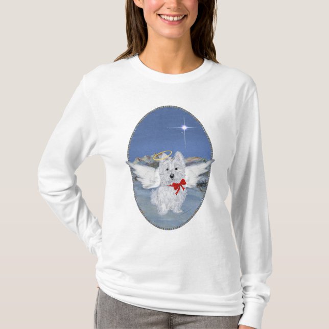 Westie Christmas Angel T-Shirt (Vorderseite)