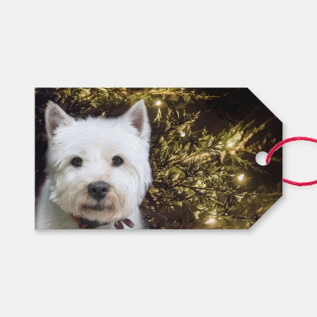 Westie Christmas Geschenkanhänger (Vorderseite (Horizontal))