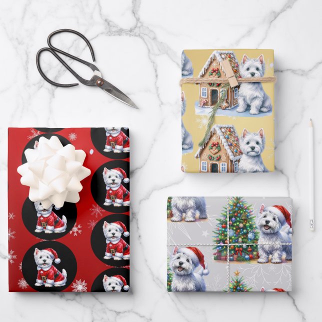 Westie Christmas Geschenkpapier Set (Vorderseite)