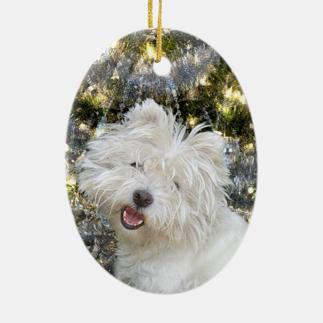 Westie Christmas Keramikornament (Hinten)