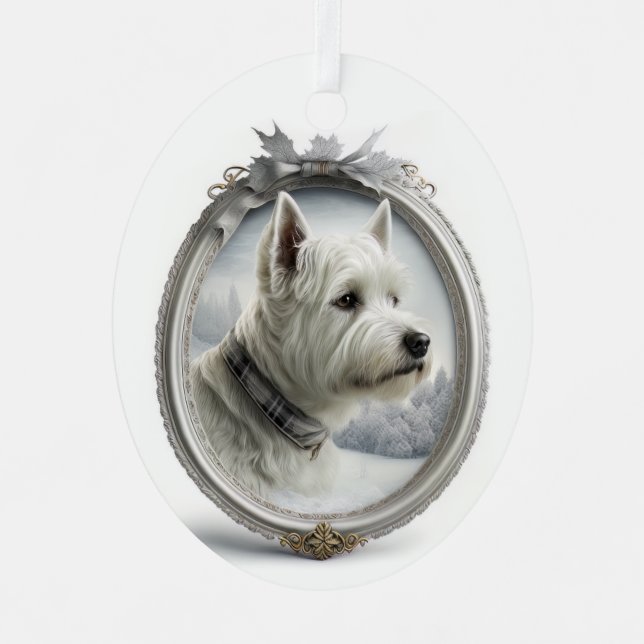 Westie Christmas Ornament Aus Metall (Vorderseite)