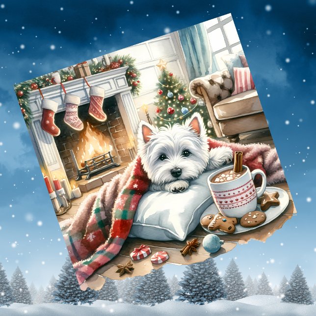 Westie Christmas Scene Feiertagskarte (Von Creator hochgeladen)