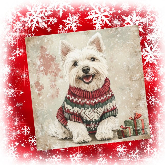 Westie Christmas Sweater Feiertagskarte (Von Creator hochgeladen)