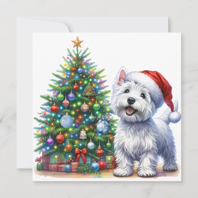 Westie Christmas Tree Feiertagskarte (Vorderseite)