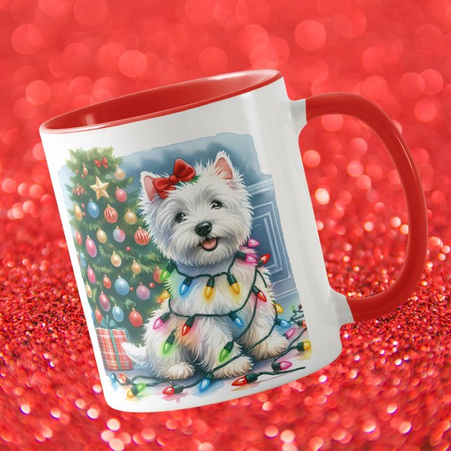 Westie Christmas Tree Lights Tasse (Von Creator hochgeladen)