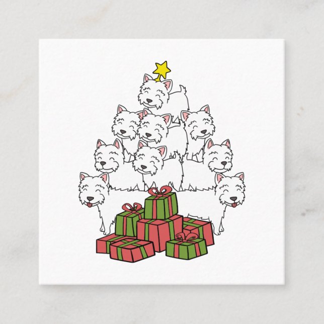 Westie Christmas Tree Quadratische Visitenkarte (Vorderseite)