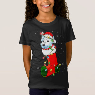 Westie Christmas Tree Westie Weihnachtsmannmütze L T-Shirt