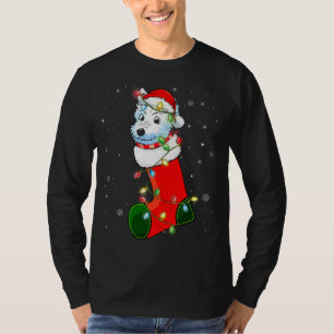 Westie Christmas Tree Westie Weihnachtsmannmütze L T-Shirt